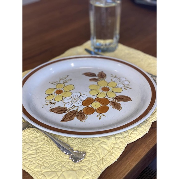 VTG Autumn Collection Stoneware Wheat Flower Set of 4 Dinner Plates 10.5" Japan - Picture 1 of 7